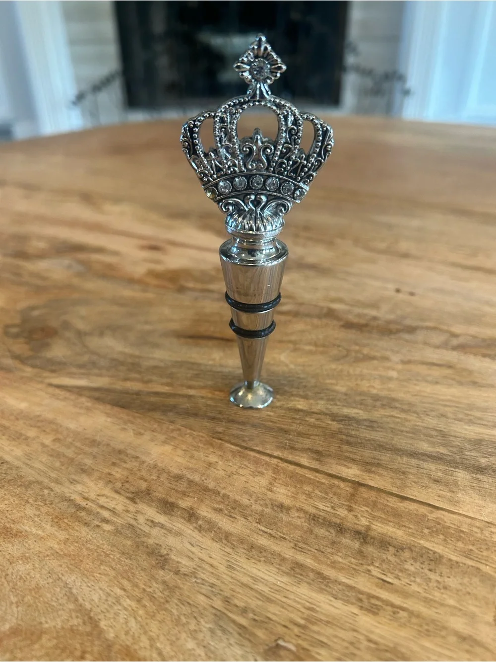 Silver Rhinestone Crown Wine Bottle Topper